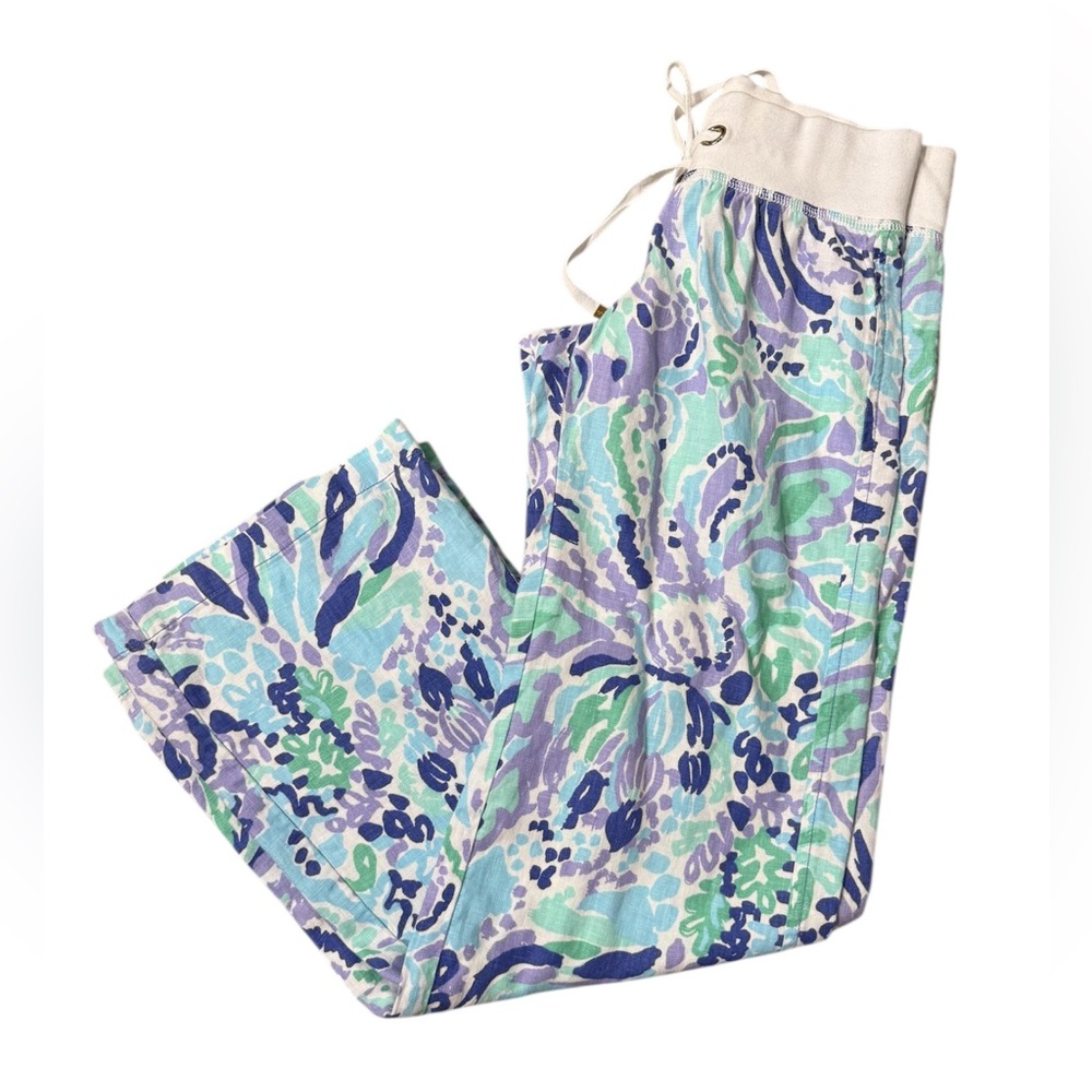 Lilly Pulitzer 100% Linen The Beach Pants in Nice Ink - (Size XS)